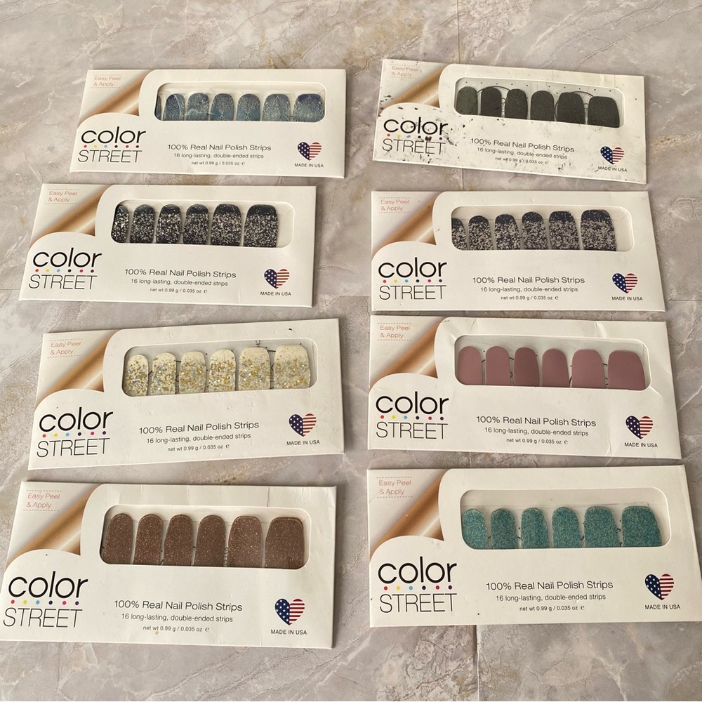 Color Street Nail Strips - Lot of 8 packages Press On Glitter Sparkle Festive